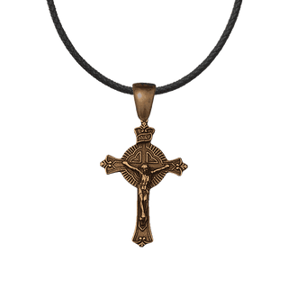 Vintage Bronze Round Radiant Crucifix
