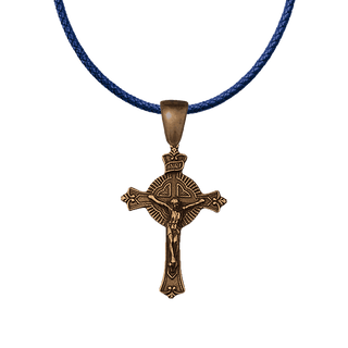 Vintage Bronze Round Radiant Crucifix
