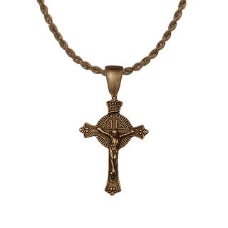 Vintage Bronze Round Radiant Crucifix