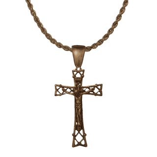 Vintage Bronze Large Lattice Crucifix