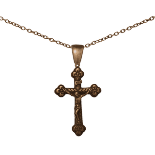 Vintage Bronze Italian Budded Trinity Crucifix