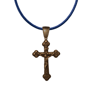 Vintage Bronze Italian Budded Trinity Crucifix