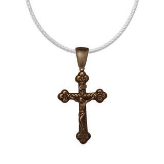 Vintage Bronze Italian Budded Trinity Crucifix
