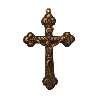 Vintage Bronze Italian Budded Trinity Crucifix