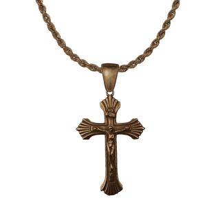 Vintage Bronze Art Deco Rayed Crucifix