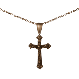 Vintage Bronze Three-Leaf Italian Crucifix
