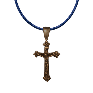 Vintage Bronze Three-Leaf Italian Crucifix