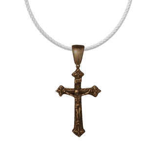 Vintage Bronze Three-Leaf Italian Crucifix