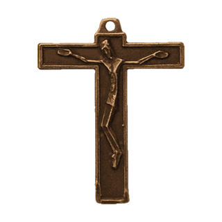 Vintage Bronze Austrian Crucifix with Recessed Panel