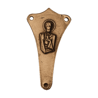 Vintage Bronze Elongated Madonna Rosary Center — reverse
