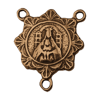 Vintage Bronze Crowned Madonna Eight-Point Rosary Center