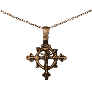 Vintage Bronze Ringed Crucifix with Budded Arms