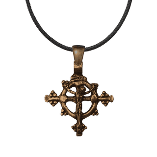 Vintage Bronze Ringed Crucifix with Budded Arms