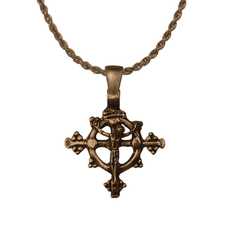 Vintage Bronze Ringed Crucifix with Budded Arms
