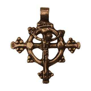 Vintage Bronze Ringed Crucifix with Budded Arms