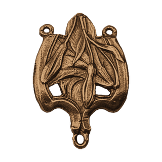 Vintage Bronze Lily Rosary Center — reverse
