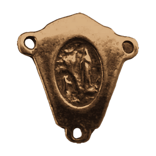 Vintage Bronze Rose Rosary Center with Apparition Scene