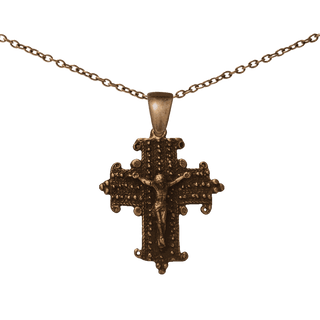 Vintage Bronze Granulated Coptic Crucifix
