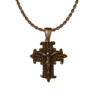 Vintage Bronze Granulated Coptic Crucifix
