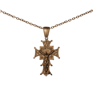 Vintage Bronze Leaf-Etched Crucifix