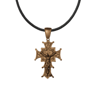 Vintage Bronze Leaf-Etched Crucifix