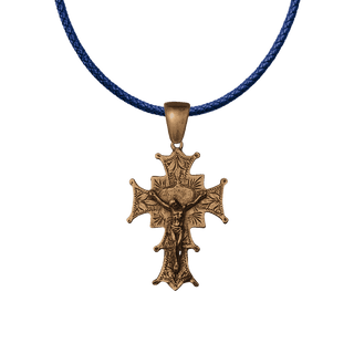 Vintage Bronze Leaf-Etched Crucifix