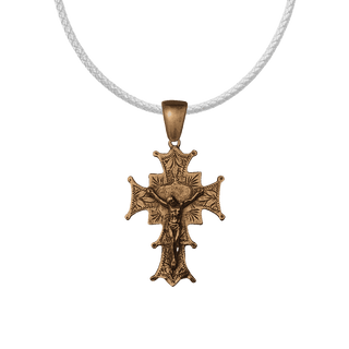 Vintage Bronze Leaf-Etched Crucifix