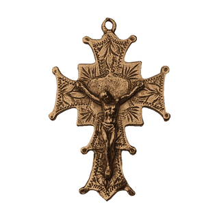 Vintage Bronze Leaf-Etched Crucifix