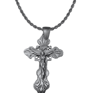 Vintage White Bronze Spanish Colonial Crucifix, Philippines