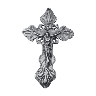 Vintage White Bronze Spanish Colonial Crucifix, Philippines