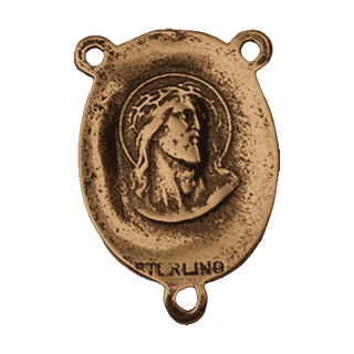 Vintage Bronze Madonna and Holy Face Rosary Center — reverse