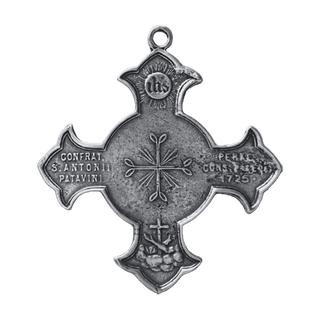 Vintage White Bronze St. Anthony of Padua Confraternity Cross — reverse