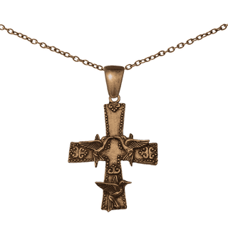 Vintage Bronze Three Doves Cross