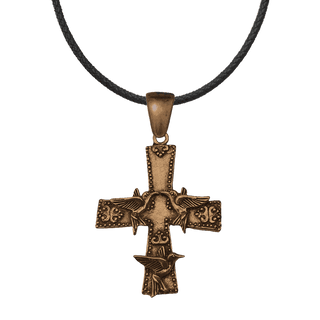 Vintage Bronze Three Doves Cross