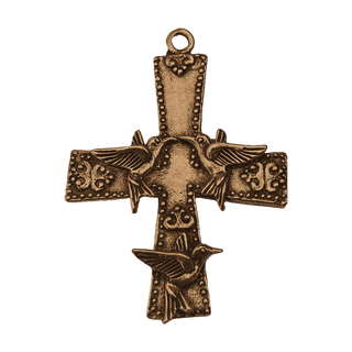 Vintage Bronze Three Doves Cross