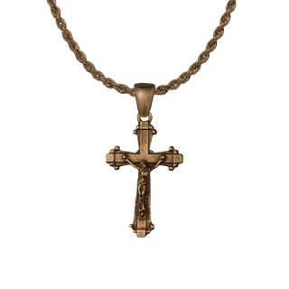 Vintage Bronze Art Deco Block Crucifix