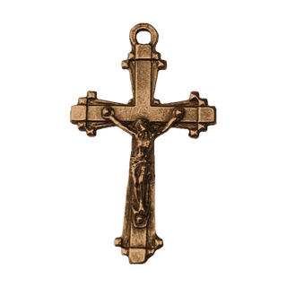 Vintage Bronze Art Deco Block Crucifix