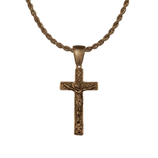 Vintage Bronze Fleur-de-Lis Crucifix