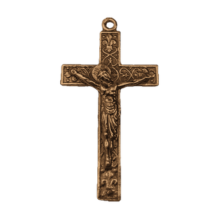 Vintage Bronze Fleur-de-Lis Crucifix