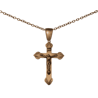 Vintage Bronze Etched Crucifix with INRI Titulus