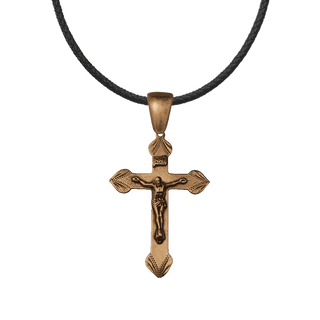 Vintage Bronze Etched Crucifix with INRI Titulus