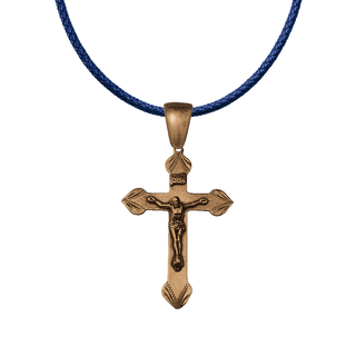 Vintage Bronze Etched Crucifix with INRI Titulus