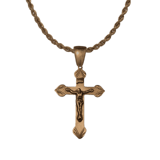 Vintage Bronze Etched Crucifix with INRI Titulus