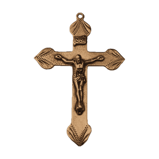 Vintage Bronze Etched Crucifix with INRI Titulus