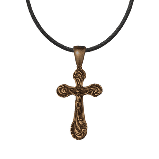 Vintage Bronze Edwardian Acanthus Scroll Crucifix
