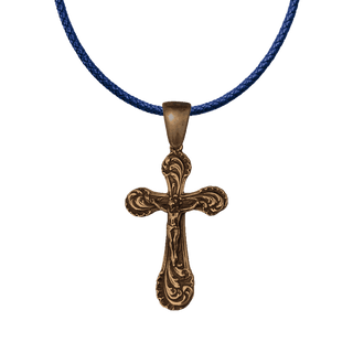 Vintage Bronze Edwardian Acanthus Scroll Crucifix