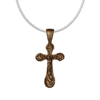 Vintage Bronze Edwardian Acanthus Scroll Crucifix