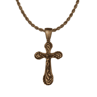 Vintage Bronze Edwardian Acanthus Scroll Crucifix