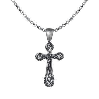 Vintage White Bronze Edwardian Acanthus Scroll Crucifix