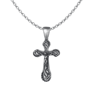 Vintage White Bronze Edwardian Acanthus Scroll Crucifix